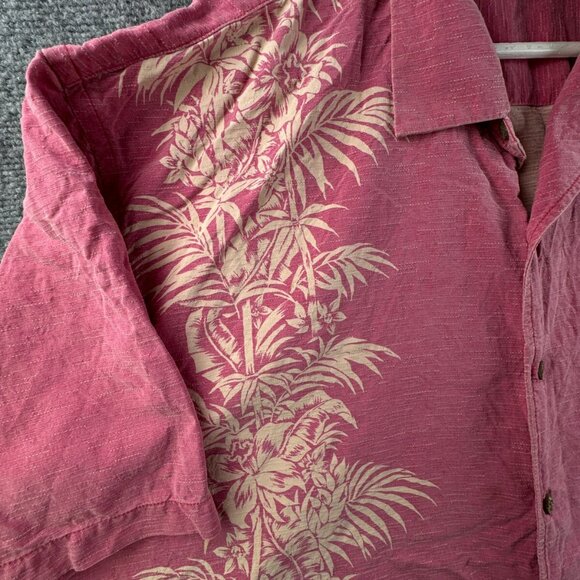 Tommy Bahama Silk Button Up Shirt Short Sleeve Hawaiian Adult Pink Floral 2XL - Picture 9 of 15